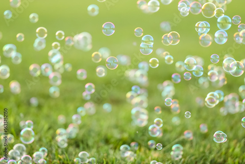 Many beautiful soap bubbles...