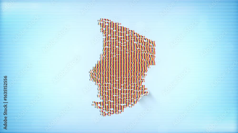 Chad Flags zooming in and Forming the country border map intro which is useful for news, political events, sports intros and presentation.