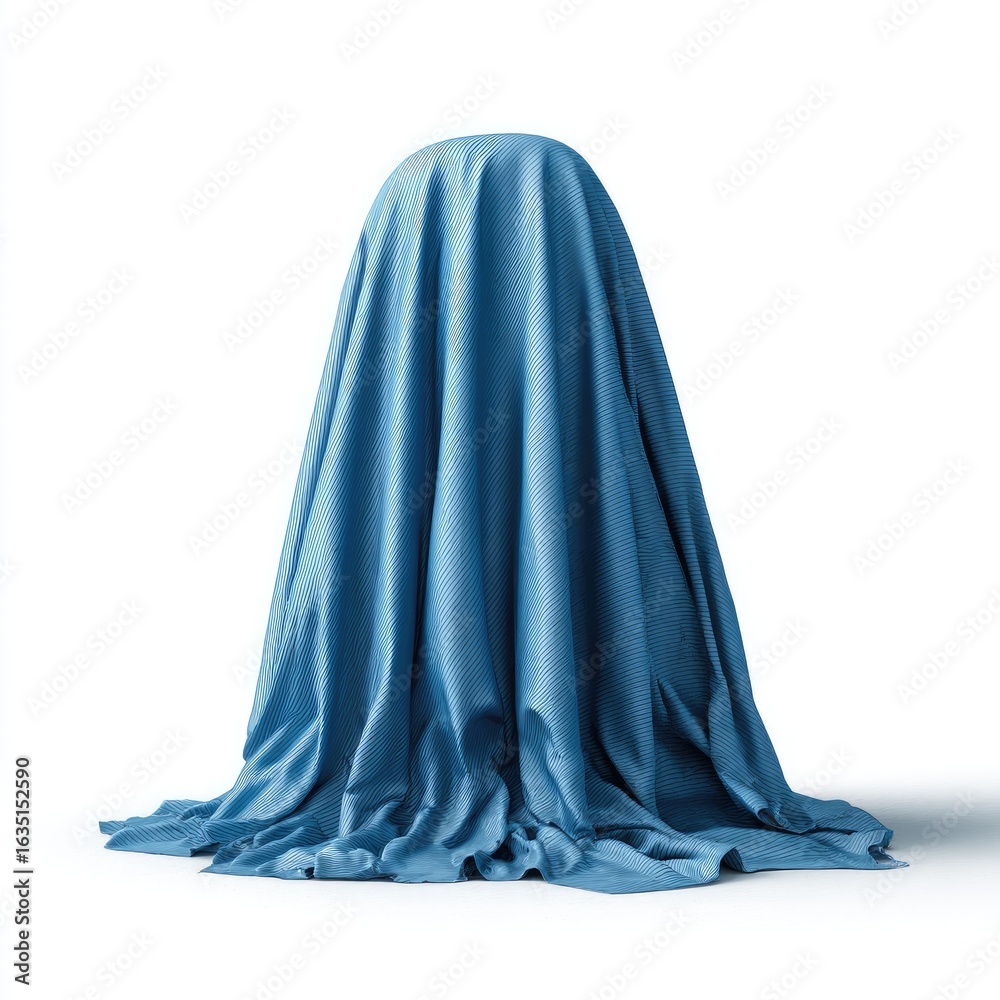 Fototapeta premium A deep blue fabric drapes a sphere