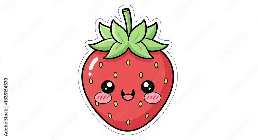 Obraz premium A cartoon strawberry with a cute face