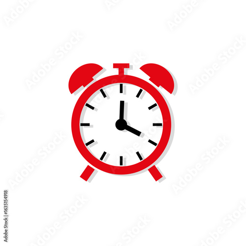 Alarm clock icon. Time reminder symbol. Red deadline Vector. Wake up illustration.
