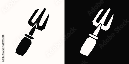 Cutout Trowel Icons in Black and White Filled