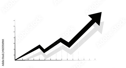 Ascending black arrow graph symbolizing growth and success.