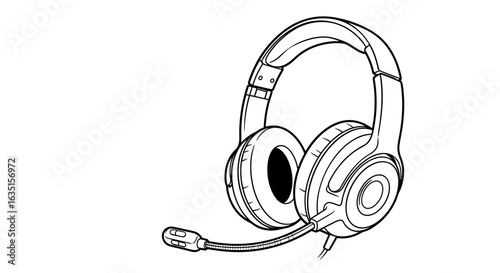 Modern headset with microphone isolated on white, perfect for gaming setup