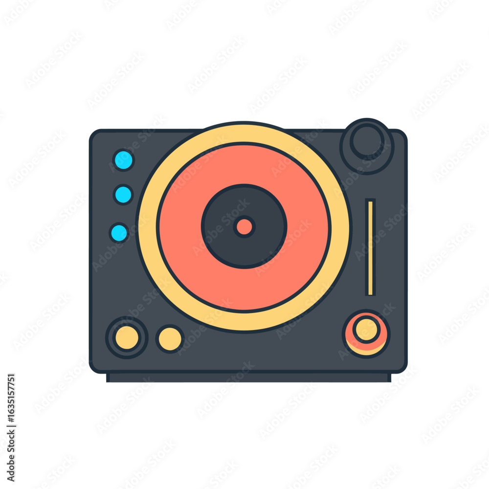 Obraz premium The dj turntable modern illustration and dj turntable icon make for a perfect simple illustration, suitable for use in dj turntable logos and icons
