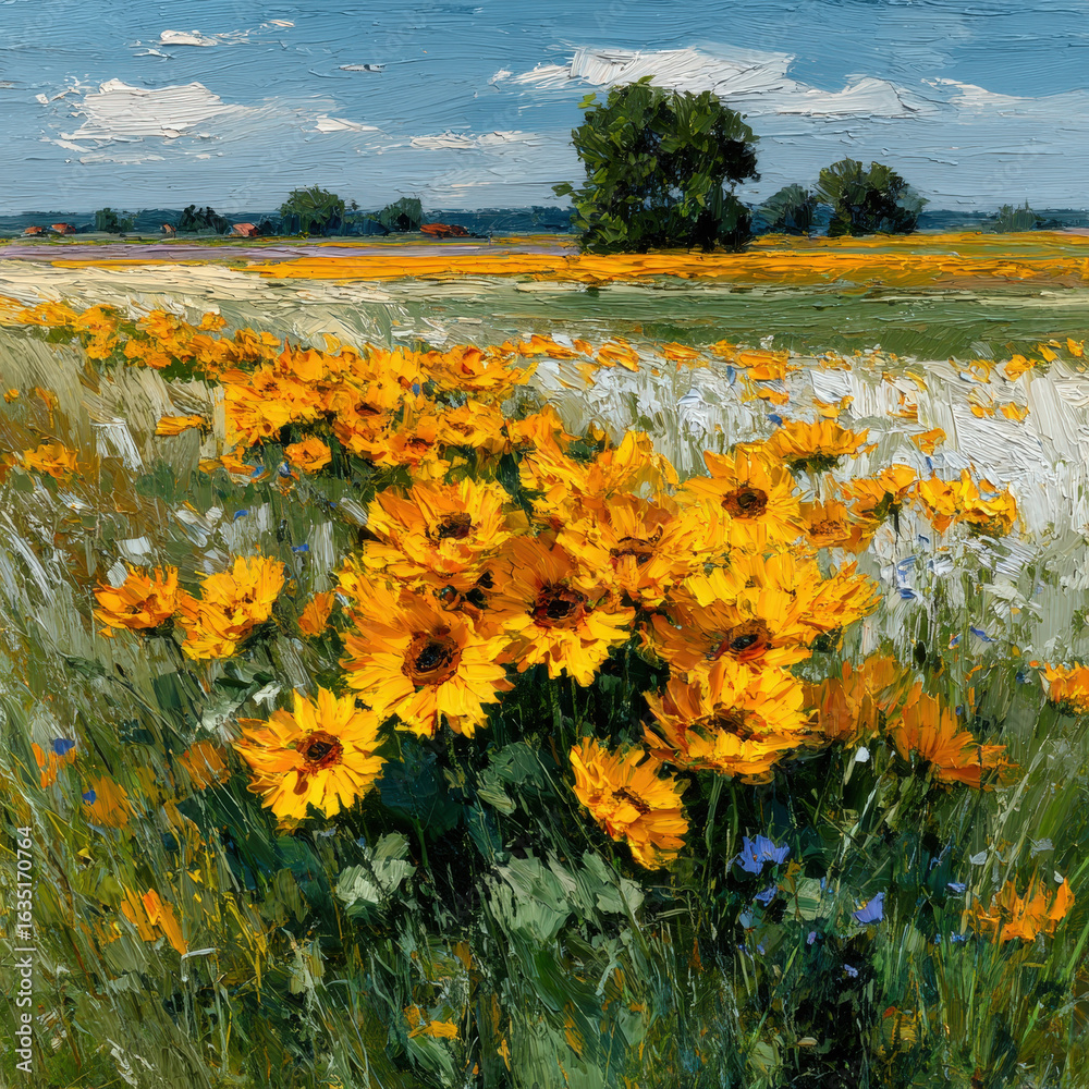 Fototapeta premium Vibrant Sunflower Field in Bloom