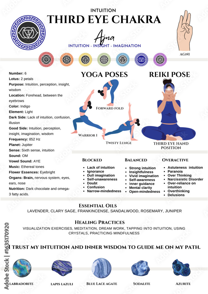 Obraz premium Third Eye Chakra Guide: Ajna, Intuition, Yoga