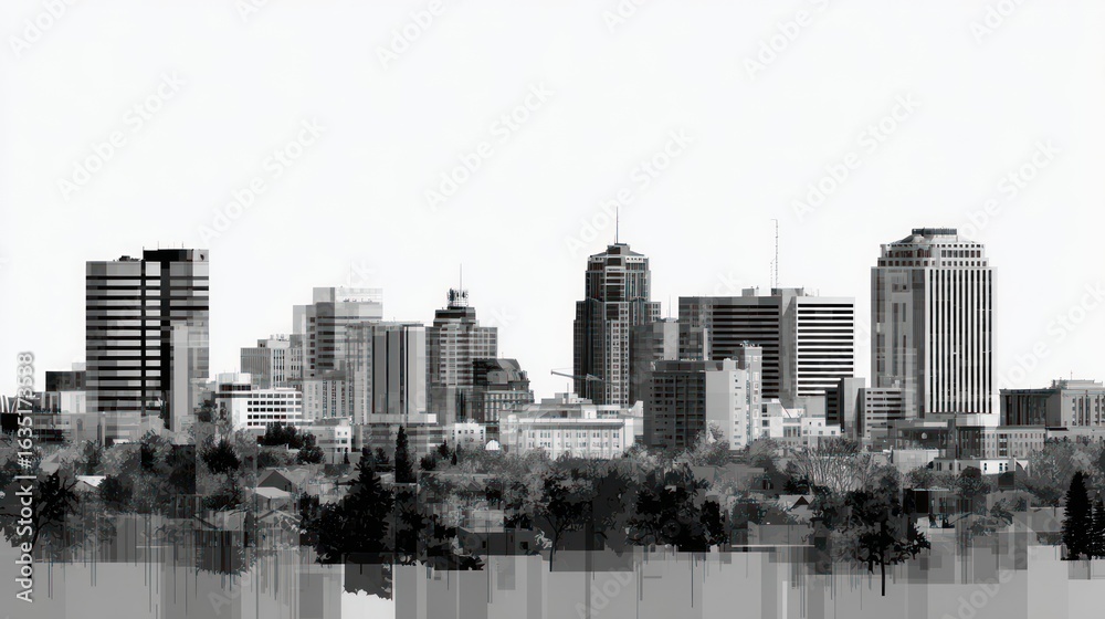 Obraz premium Gray scale city skyline