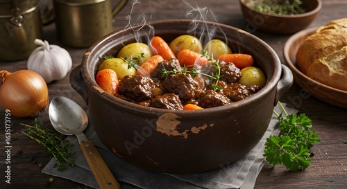 (Carbonade flamande in cast iron casserole)