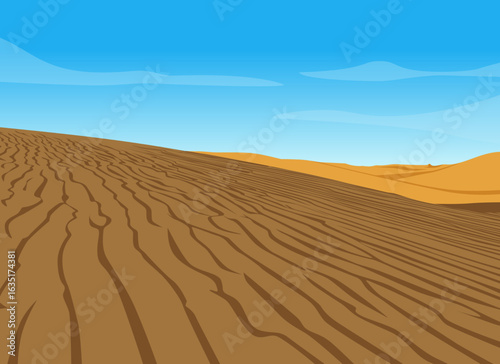 minimalist illustration of desert with hot atmosphere and blue sky