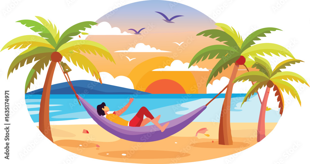Fototapeta premium summer vacation on the beach relax palm tree