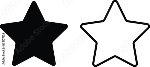Two contrasting star shapes, one solid black and the other outlined in white.