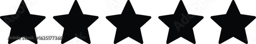 Five black stars in a row, a common rating system symbol.
