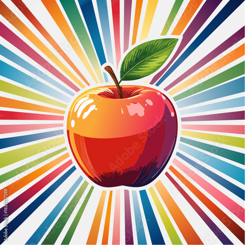 Vibrant explosion: a colorful apple art piece radiating energy and positivity