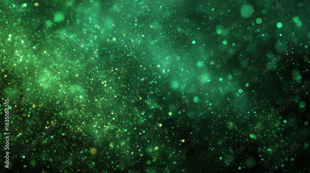 Fototapeta premium Emerald green abstract bokeh particles