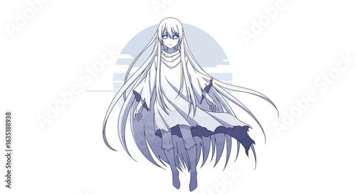 Ethereal Apparition With Long Hair Floating In The Void