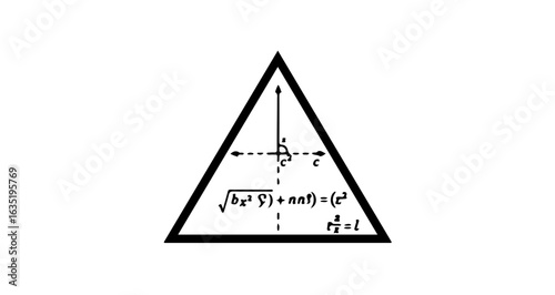 School explore geometrical shapes and mathematical equations in a triangle diagram for educational purposes and learning vector