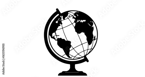 School globe vector illustration for geography education and world map study with continents and meridians design vector