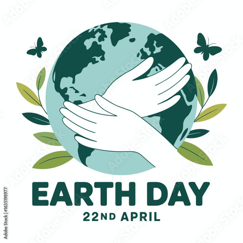 Embracing planet earth with caring hands and nature elements globe embrace