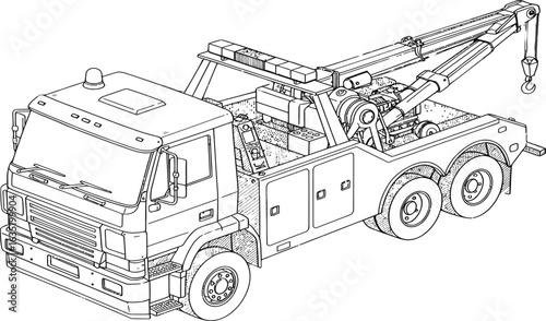 Tow Truck Illustration: Car Recovery Vehicle Drawing