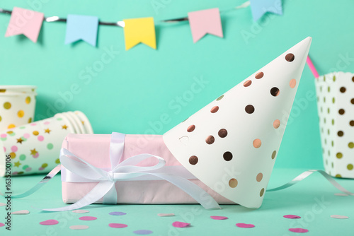 Pink gift box with white ri...