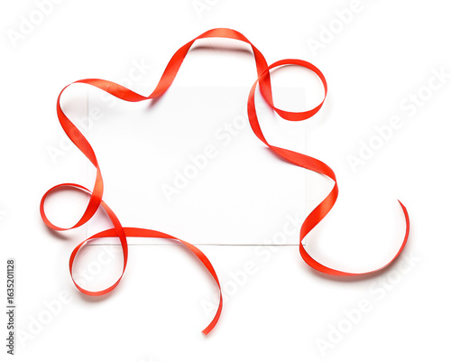 Curly red ribbon isolated o...