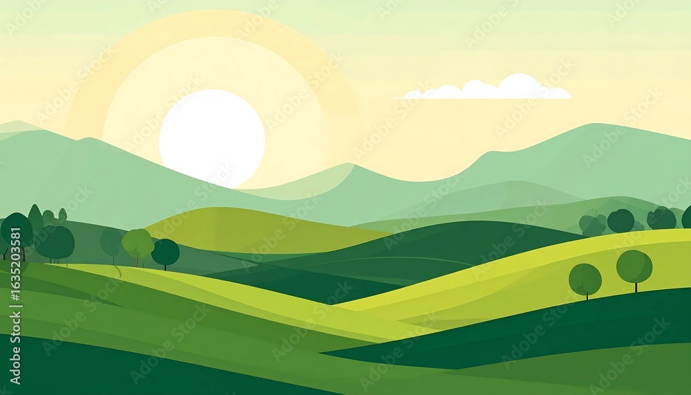Obraz premium Sunrise over rolling hills (1)