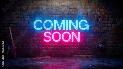 Wallpaper Mural Coming soon neon sign on brick wall Torontodigital.ca