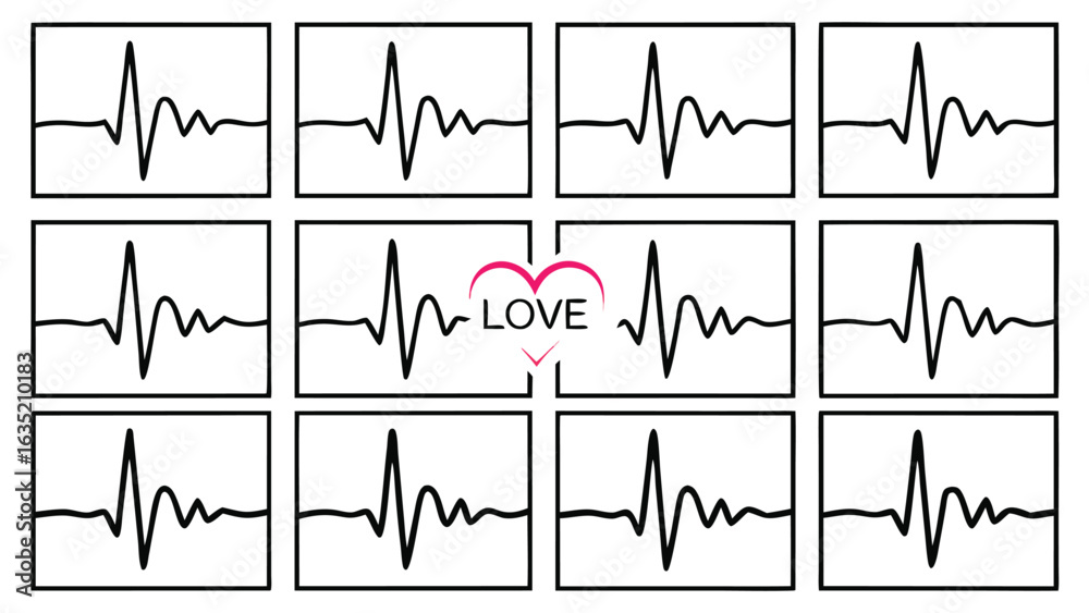Naklejka premium Heartbeat wave and love symbol vector