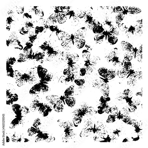 Wallpaper Mural Black and White Distressed Butterfly Pattern Torontodigital.ca