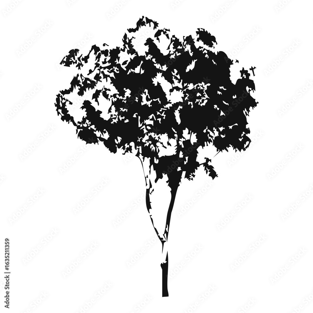 Fototapeta premium Hand drawn tree silhouette on white background