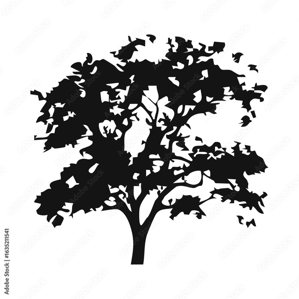 Naklejka premium Hand drawn tree silhouette on white background