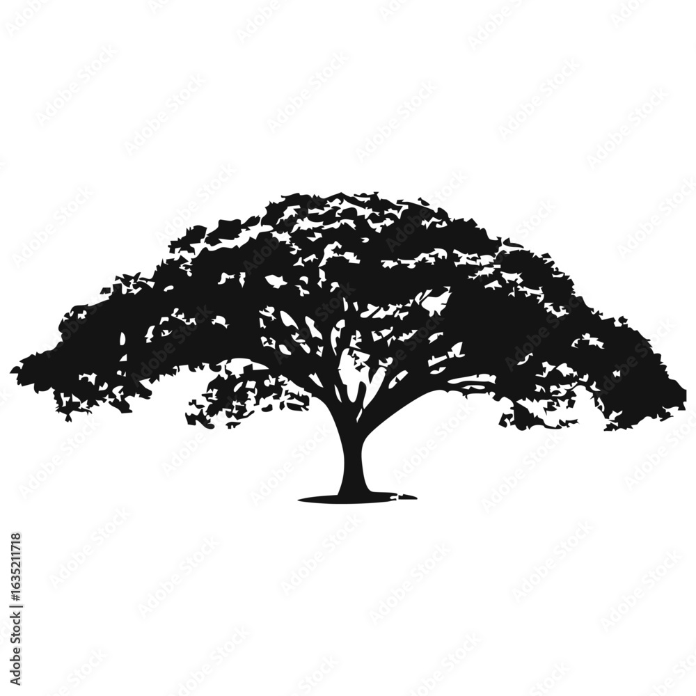 Fototapeta premium Hand drawn tree silhouette on white background