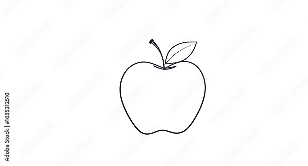 Fototapeta premium Simple Apple Outline Drawing Line Art Image for Commercial Use