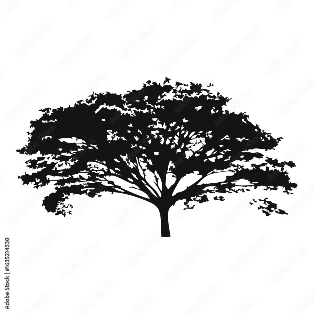 Fototapeta premium Hand drawn tree silhouette on white background
