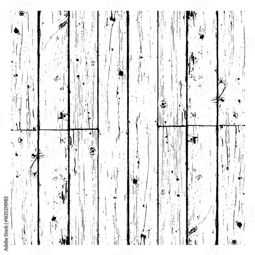 Distressed Wood Plank Texture Vector in Black and White