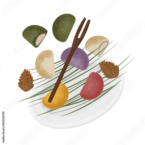 Vector Illustration Logo Clipart Levitation Baramtteok Gaepi tteok 