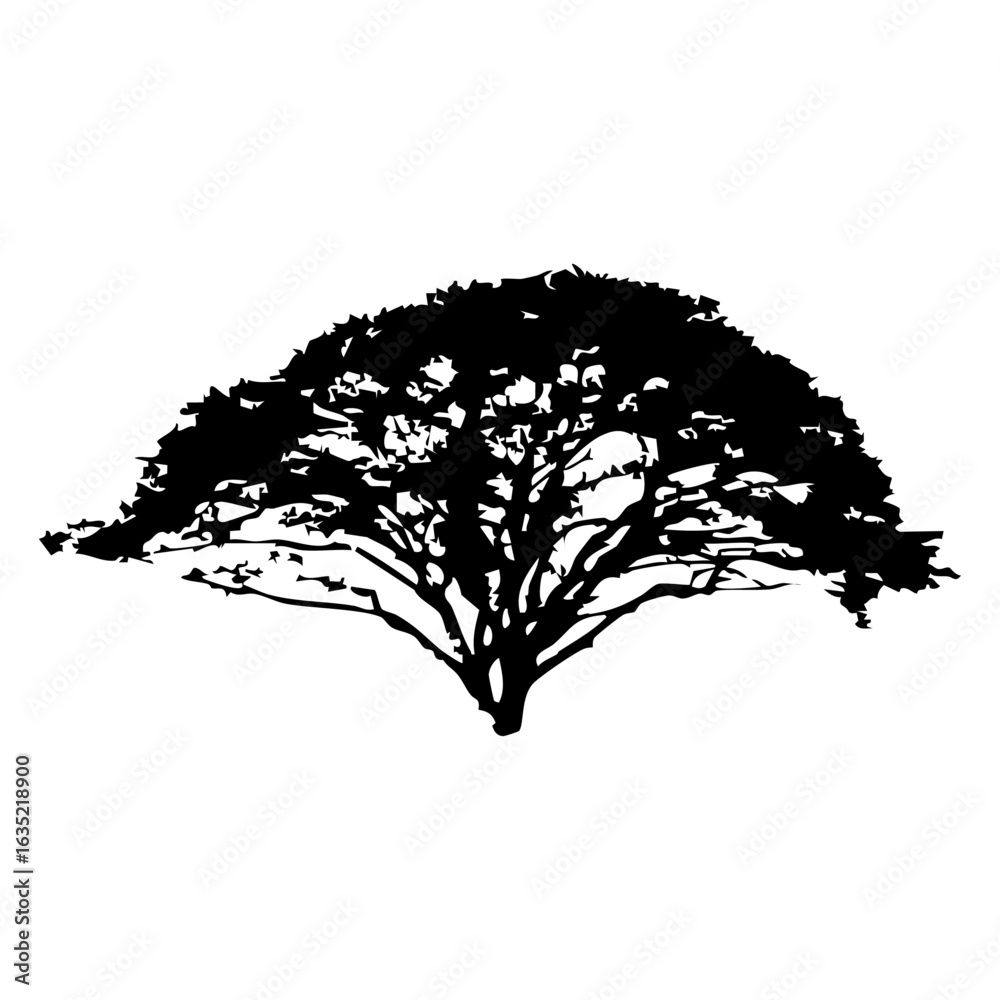 Fototapeta premium Hand drawn tree silhouette on white background