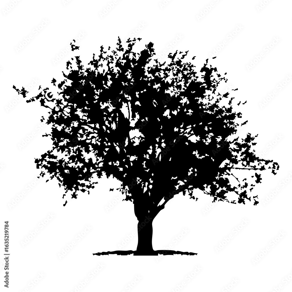 Fototapeta premium Hand drawn tree silhouette on white background