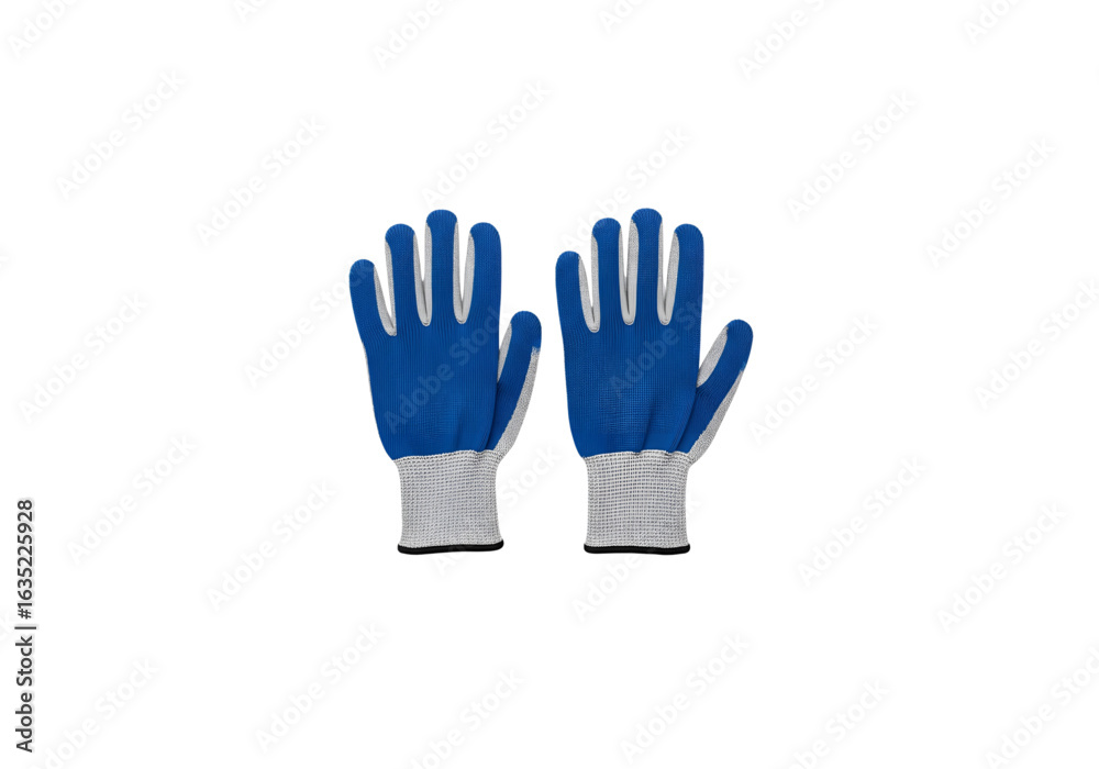 Fototapeta premium Blue and write work gloves isolated on transparent background 