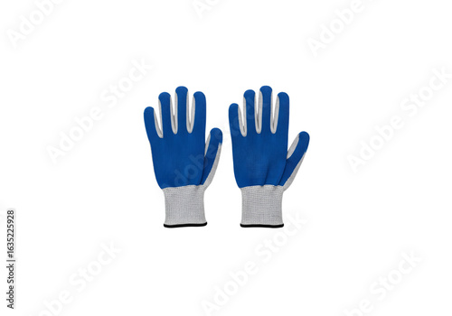 Blue and write work gloves isolated on transparent background 