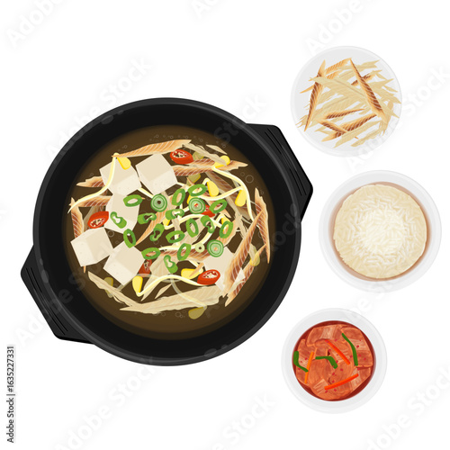 Vector Illustration Logo Clipart Bugeoguk or Bukeoguk Dried Pollock Soup 