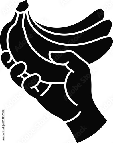 Hand Holding Bunch of Bananas Silhouette Vector Graphic fruit
