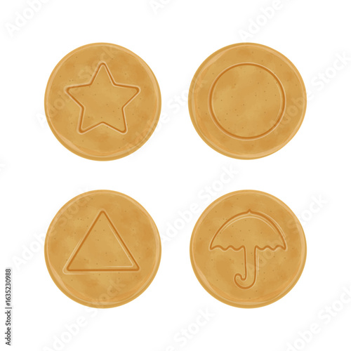 Vector Illustration Logo Clipart Bbopgi or Ppopgi Dalgona Candy Isolated