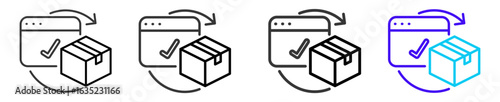 increment delivery icon set collection in a creative outline style used in project management with multiple thickness variations perfect for professional design projects