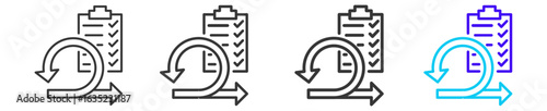 definition done icon set collection in a creative outline style used in project management with multiple thickness variations perfect for professional design projects