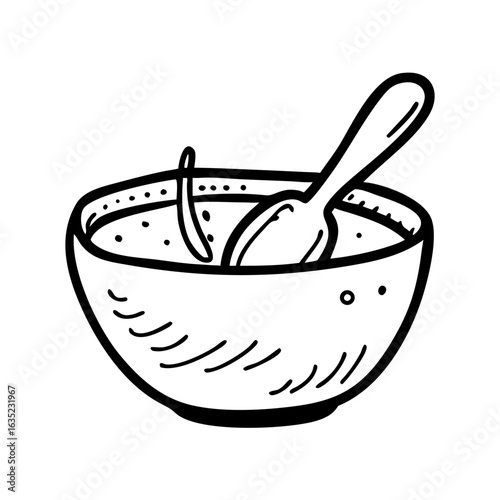 A hand drawn icon of mixing bowl