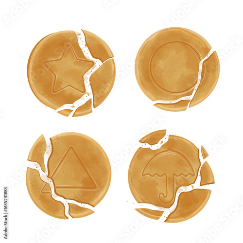Vector Illustration Logo Clipart Cracked Bbopgi or Ppopgi Dalgona Candy