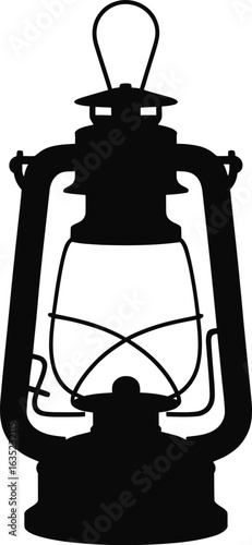 Silhouette of an unlit vintage kerosene lantern on a white background oil lamp antique
