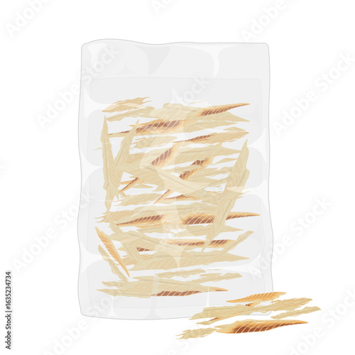 Vector Illustration Logo Clipart Korean Dried Pollack or Hwangtae on a Plastick Packaging